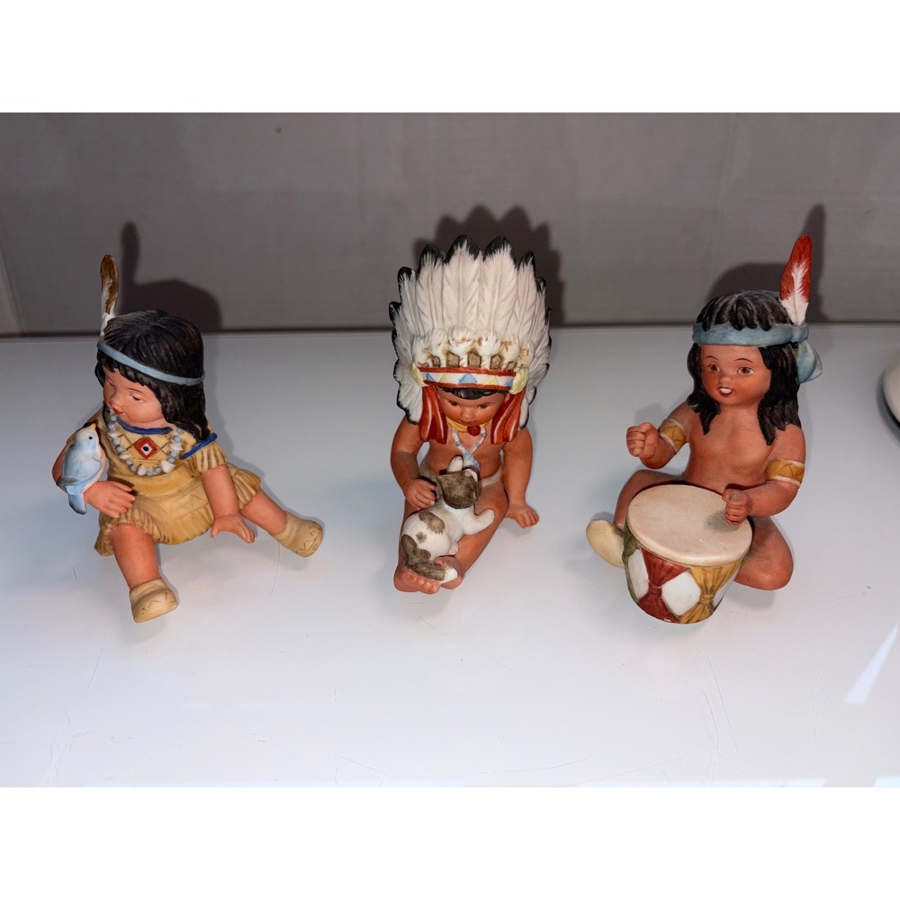 Vintage Gregory Perillo Sagebrush Kids Native American Porcelain Figurines